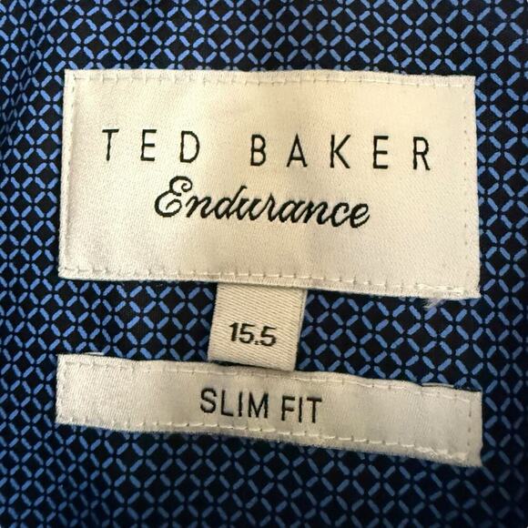Ted Baker Endurance Dress Shirt Slim Fit Button Up Mens L/S Blue 15.5 Preppy NWT - Picture 2 of 9